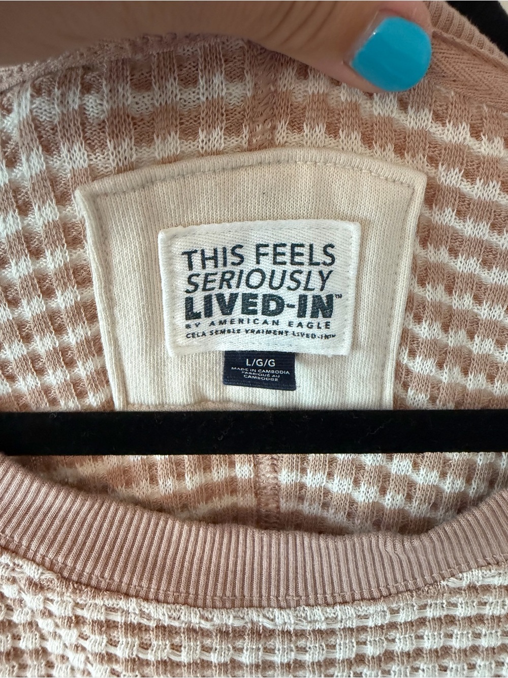 AE Oversized Beige Waffle-Knit Crewneck Sweater - Picture 2 of 5